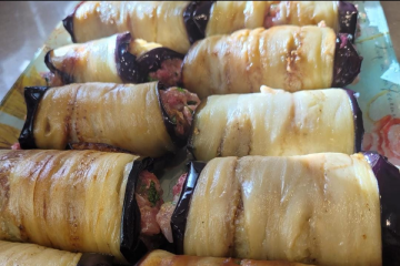 גלילות חציל במילוי בשר בקר